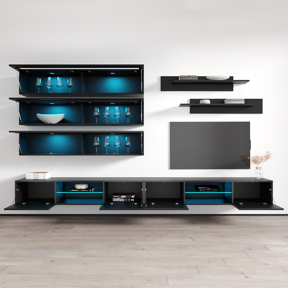 Fly J 33TV Floating Entertainment Center, Black, photo 9 of 15