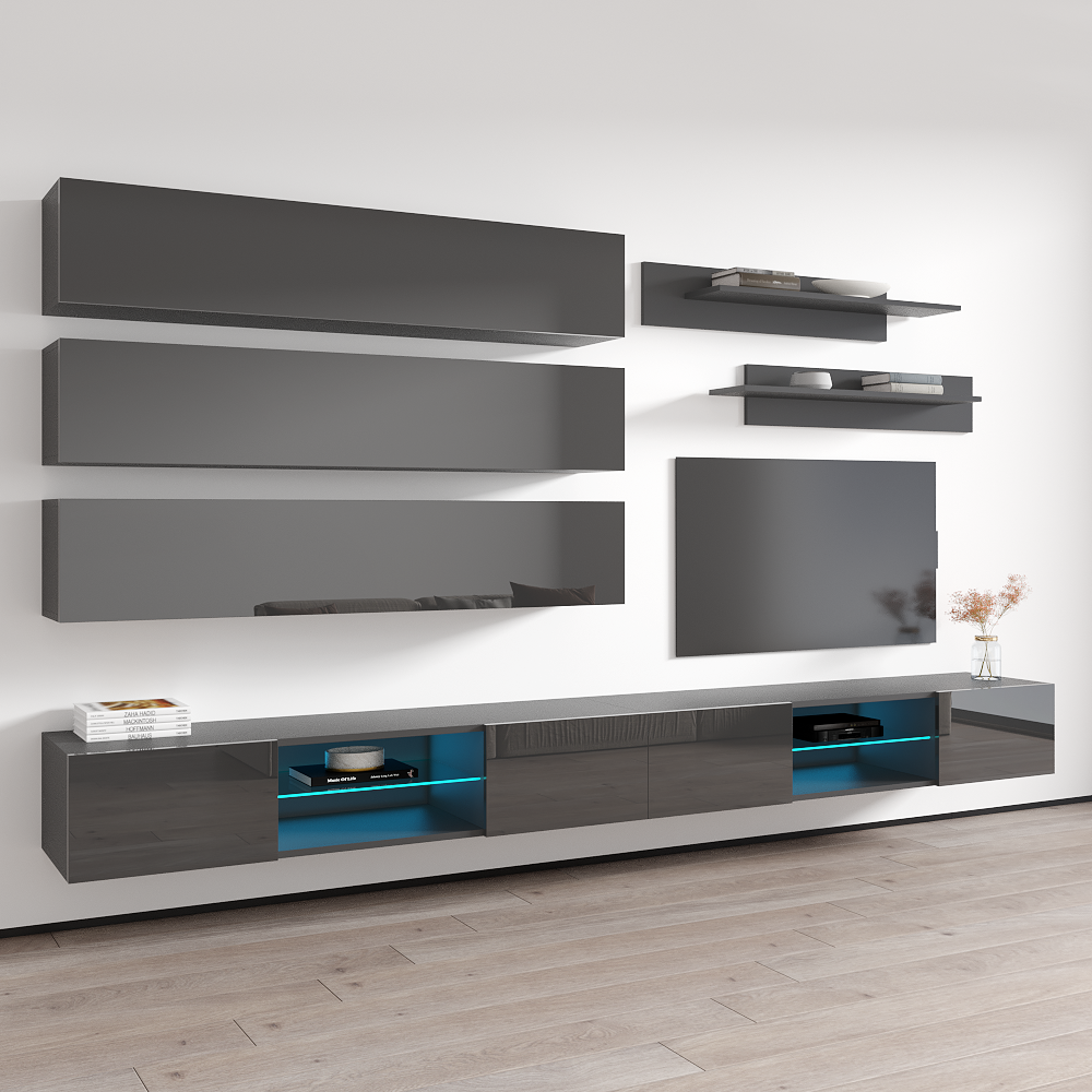 Fly J 33TV Floating Entertainment Center, Gray, photo 2 of 15