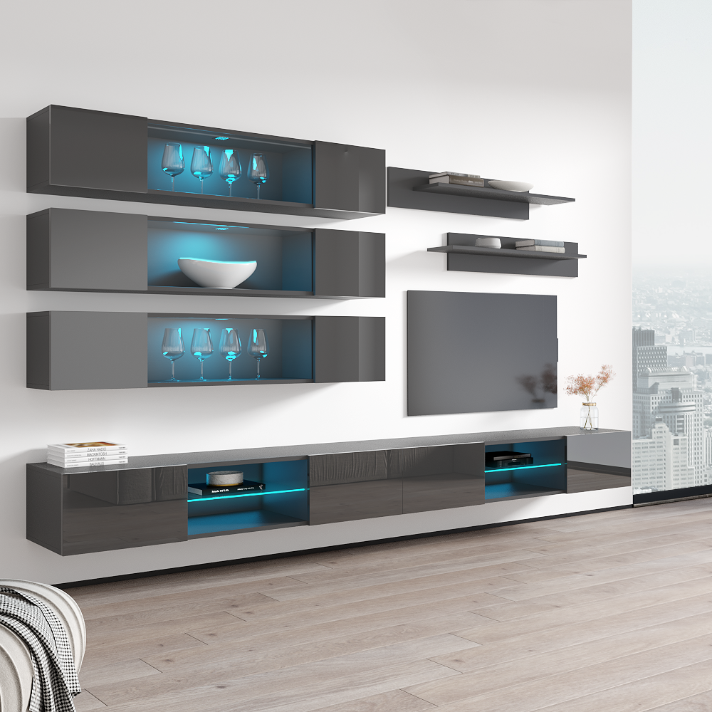 Fly J 33TV Floating Entertainment Center, Gray, photo 13 of 15