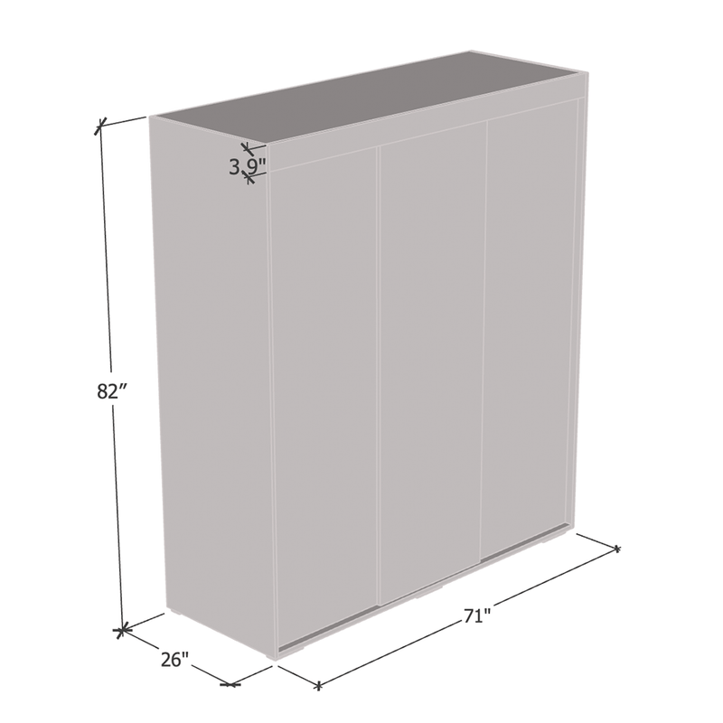 Aria 3D Wardrobe with All Mirror dimensions diagram