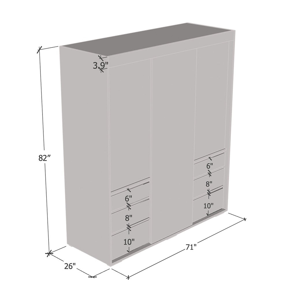 Monaco 3 Door 71" Wardrobe - Meble Furniture