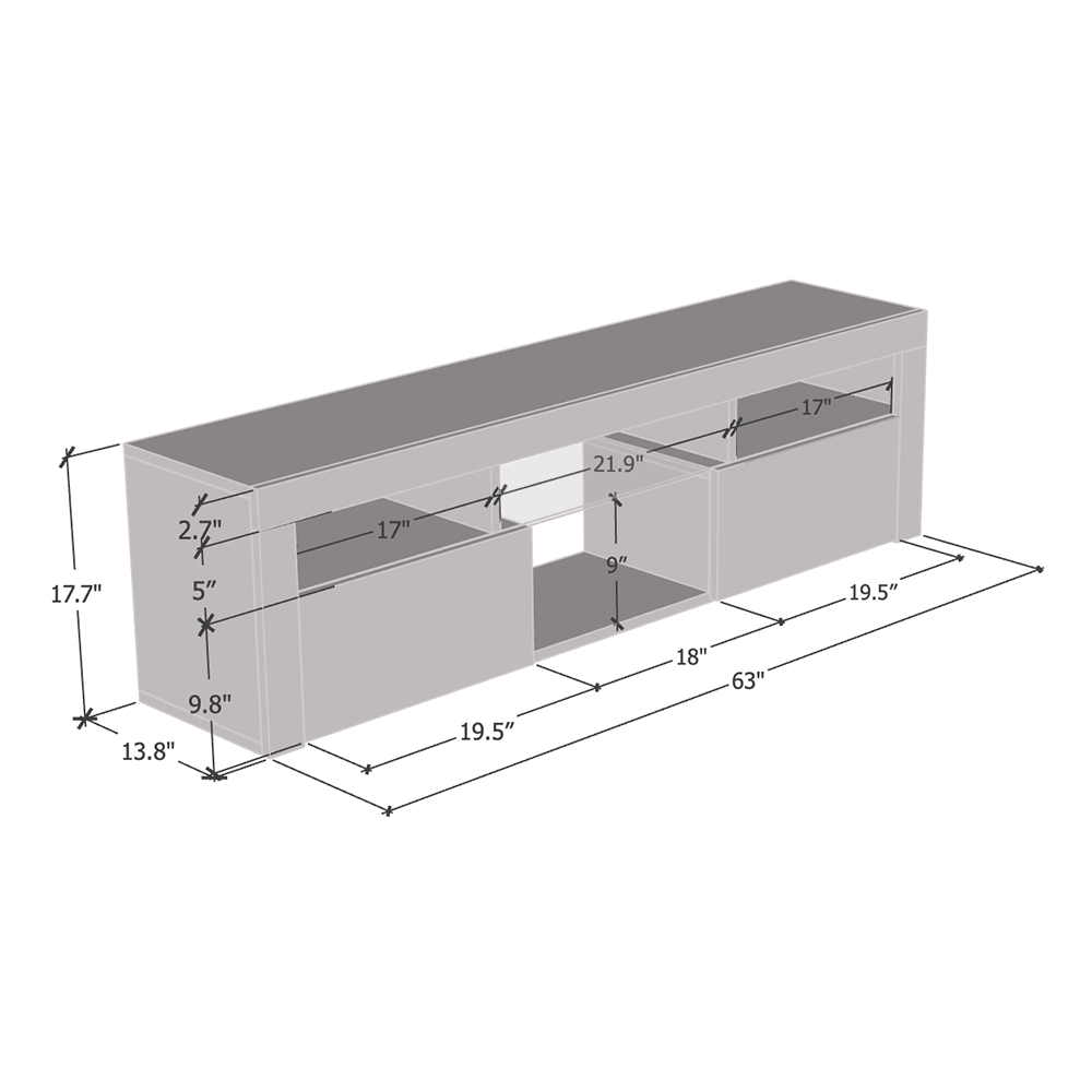 Bari 160 Wall Mounted Floating 63" TV Stand - Meble Furniture