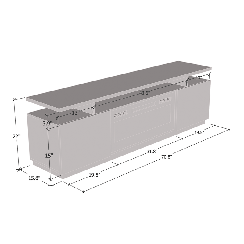 Eva-KWH Fireplace TV Stand dimensions diagram