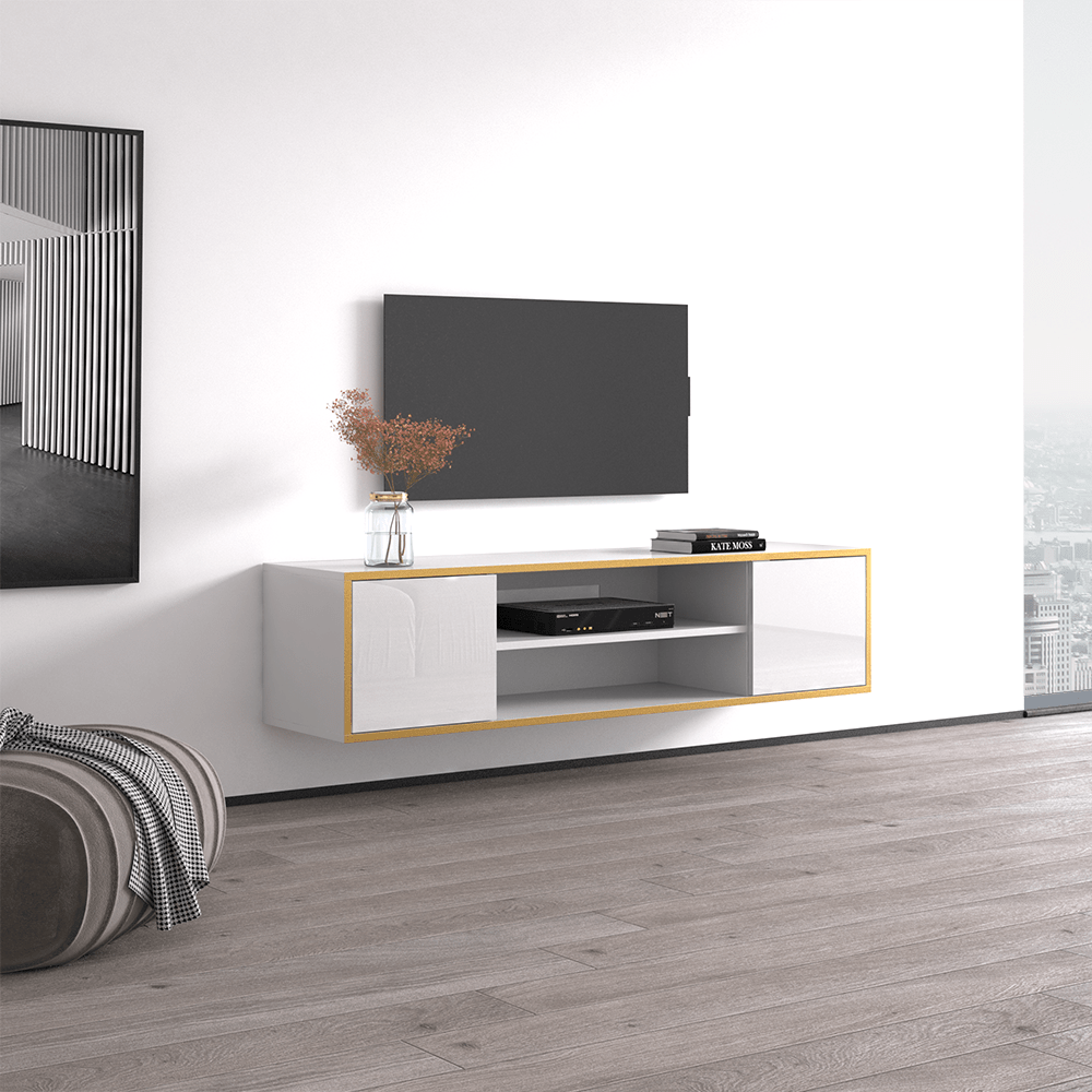 Goldie Floating TV Stand, White, photo 4 of 7