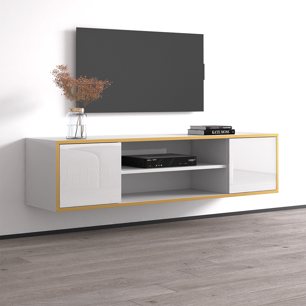 Goldie Floating TV Stand, White, photo 3 of 7