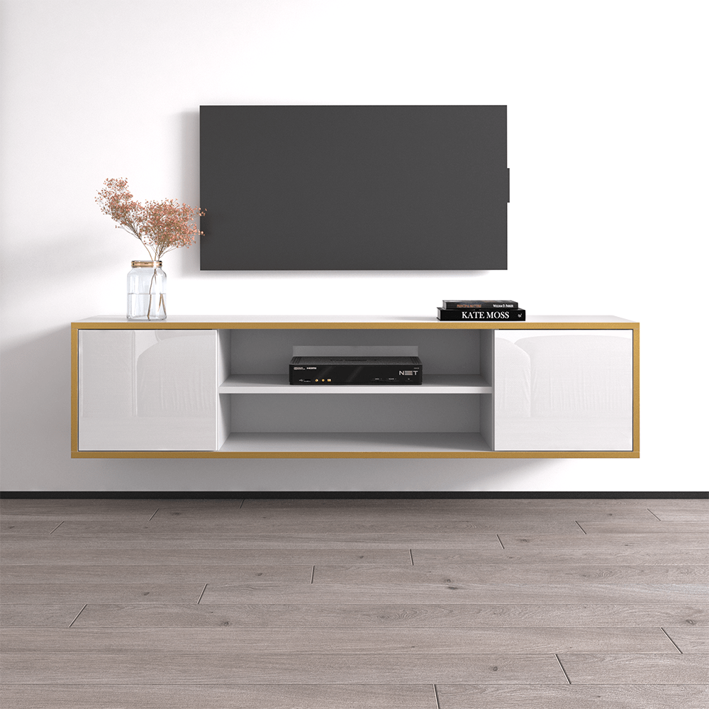 Goldie Floating TV Stand, White, photo 1 of 7