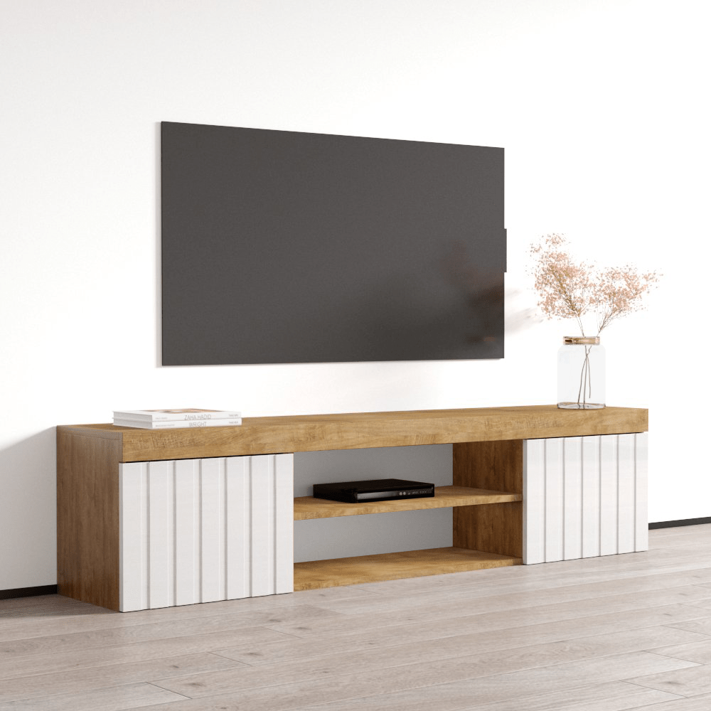 Knoxville Floating TV Stand, Oak/White, photo 6 of 10