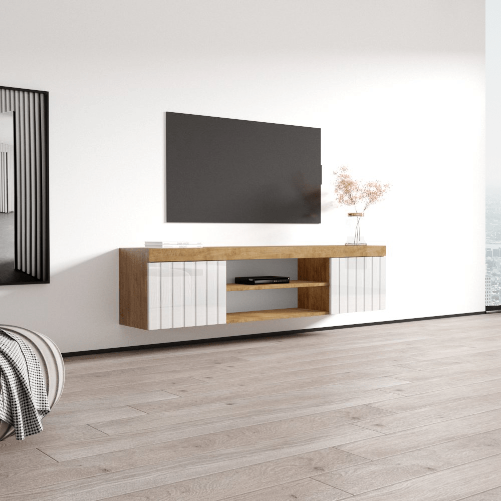 Knoxville Floating TV Stand, Oak/White, photo 4 of 10