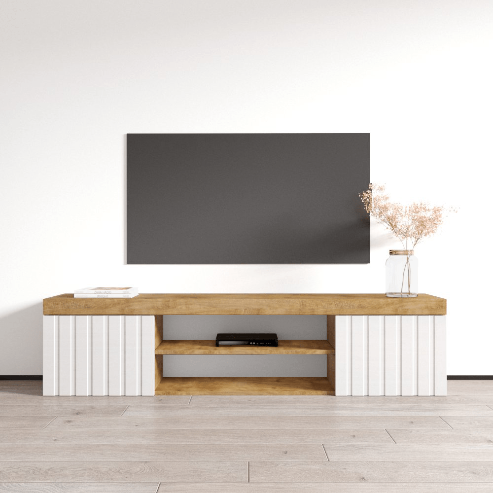 Knoxville Floating TV Stand, Oak/White, photo 5 of 10