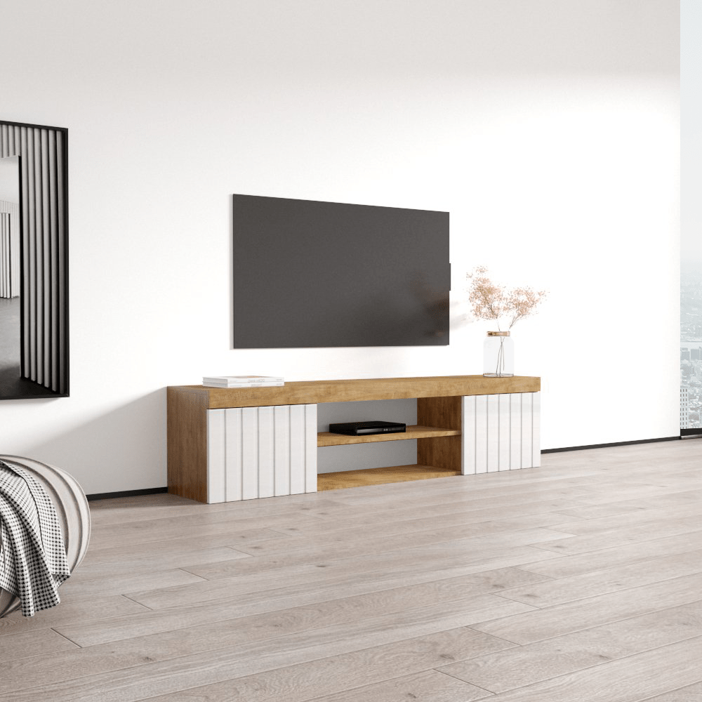 Knoxville Floating TV Stand, Oak/White, photo 7 of 10