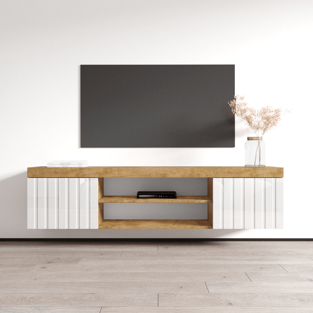 Knoxville Floating TV Stand, Oak/White, photo 1 of 10