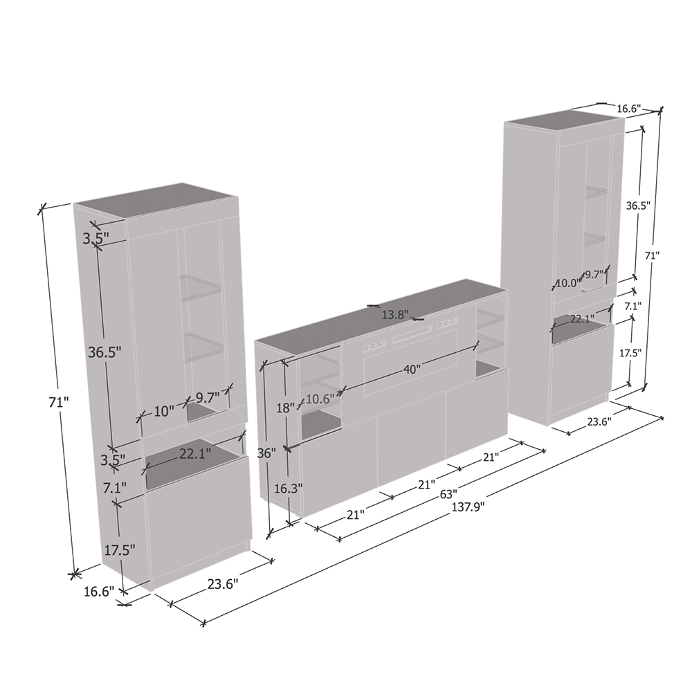 Komi WH03 Electric Fireplace Entertainment Center - Meble Furniture