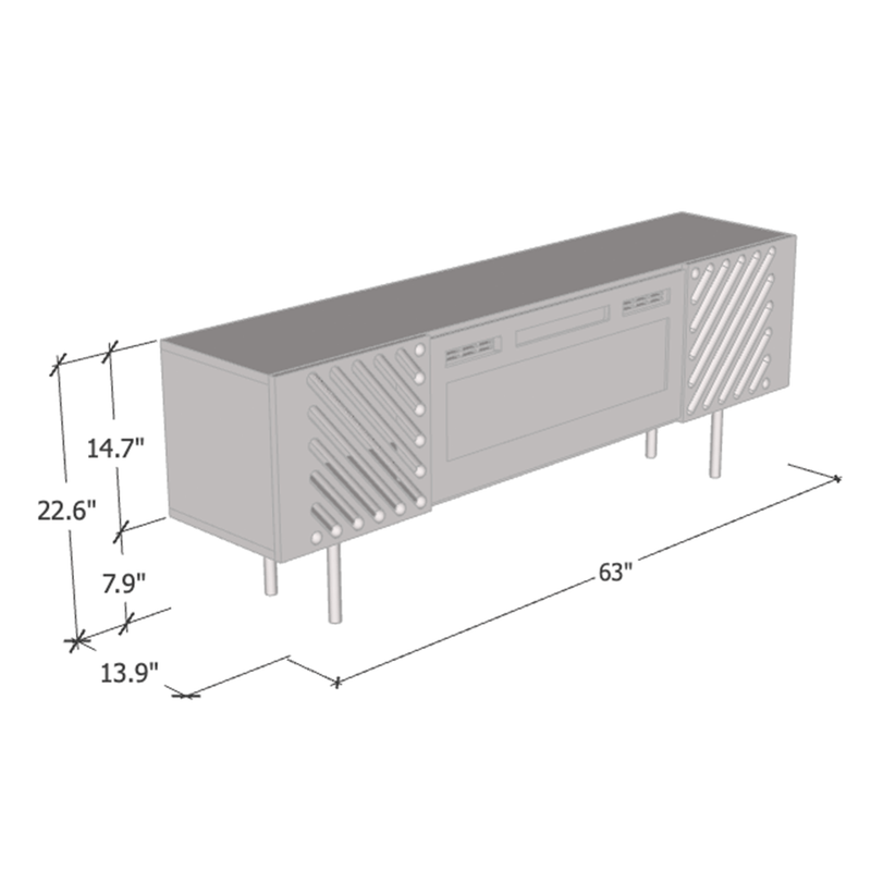 Laser WH-EF Fireplace TV Stand dimensions diagram