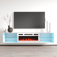 Lima WH-EF Floating Fireplace TV Stand, White, photo 1 of 7