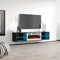 Lima WH-EF Floating Fireplace TV Stand, Black, photo 4 of 6