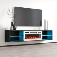 Lima WH-EF Floating Fireplace TV Stand, Black, photo 3 of 6