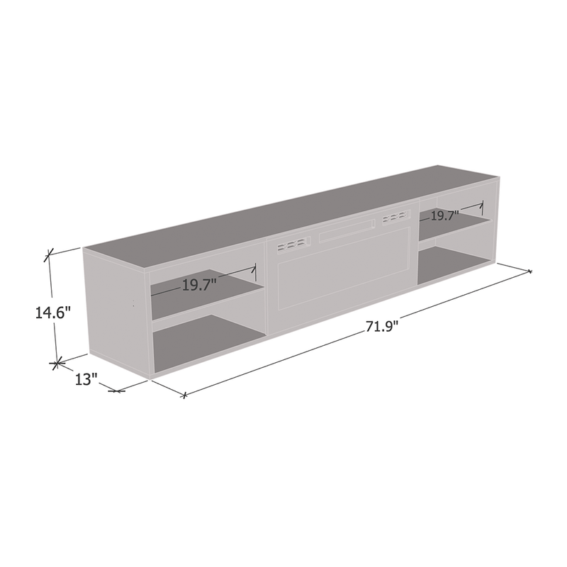 Lima WH-EF Floating Fireplace TV Stand dimensions diagram
