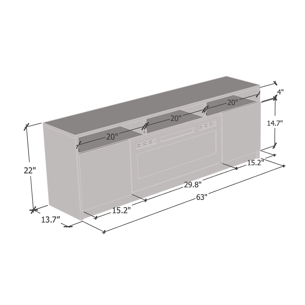 Reno 05 Electric Fireplace 63" TV Stand - Meble Furniture