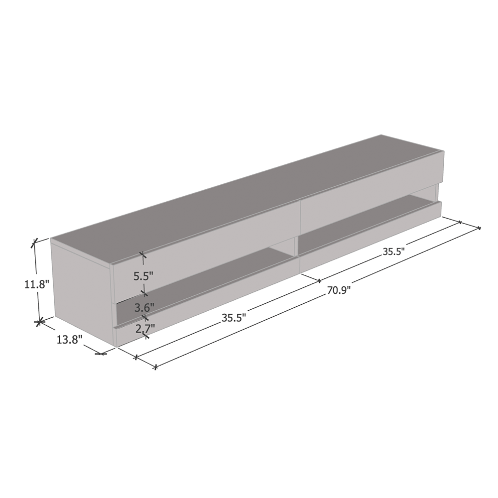 Vigo Wall Mounted Floating 71" TV Stand - Meble Furniture