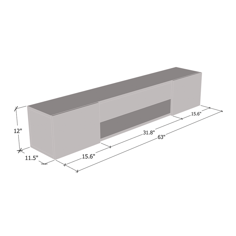 Fly Type-52 Floating Media Cabinet dimensions diagram
