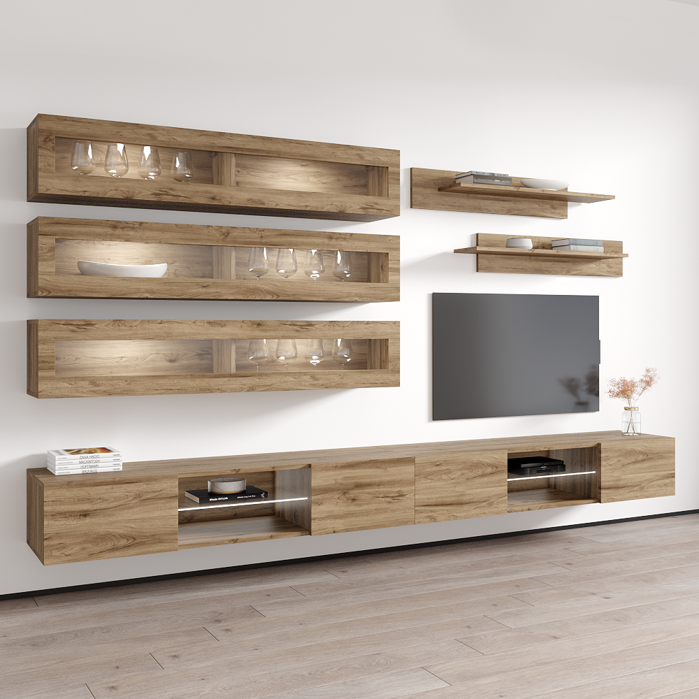 Fly J 33TV Floating Entertainment Center, Oak, photo 7 of 15