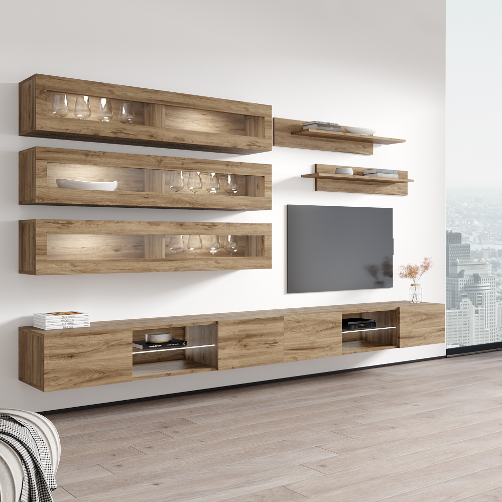 Fly J 33TV Floating Entertainment Center, Oak, photo 8 of 15