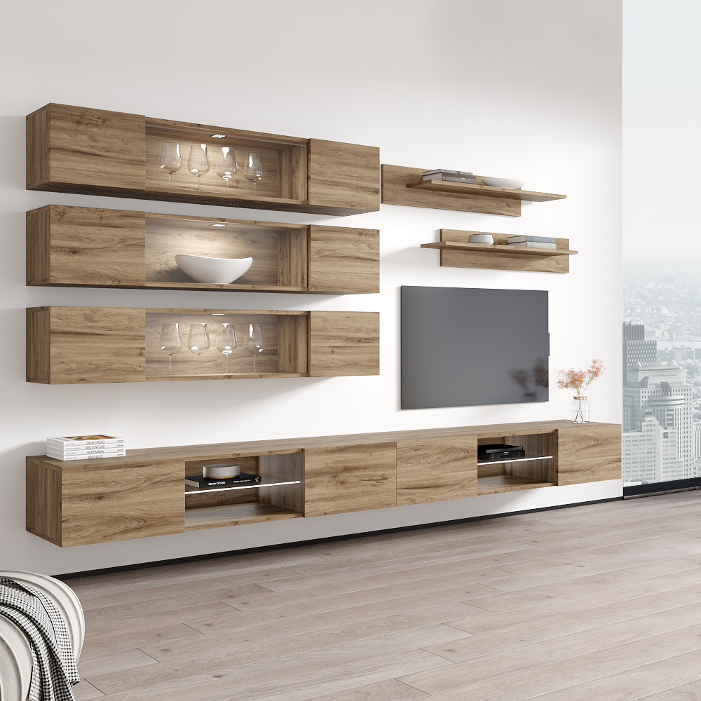 Fly J 33TV Floating Entertainment Center, Oak, photo 13 of 15