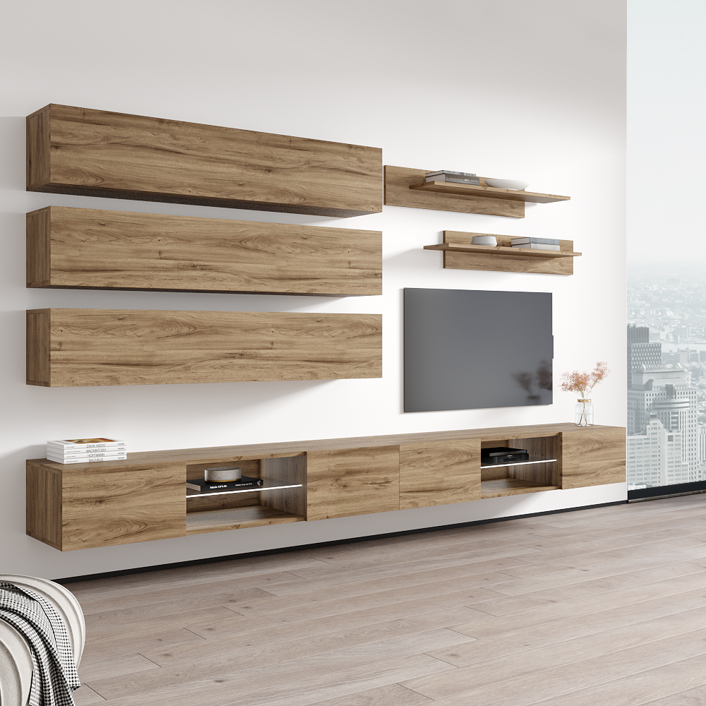 Fly J 33TV Floating Entertainment Center, Oak, photo 3 of 15