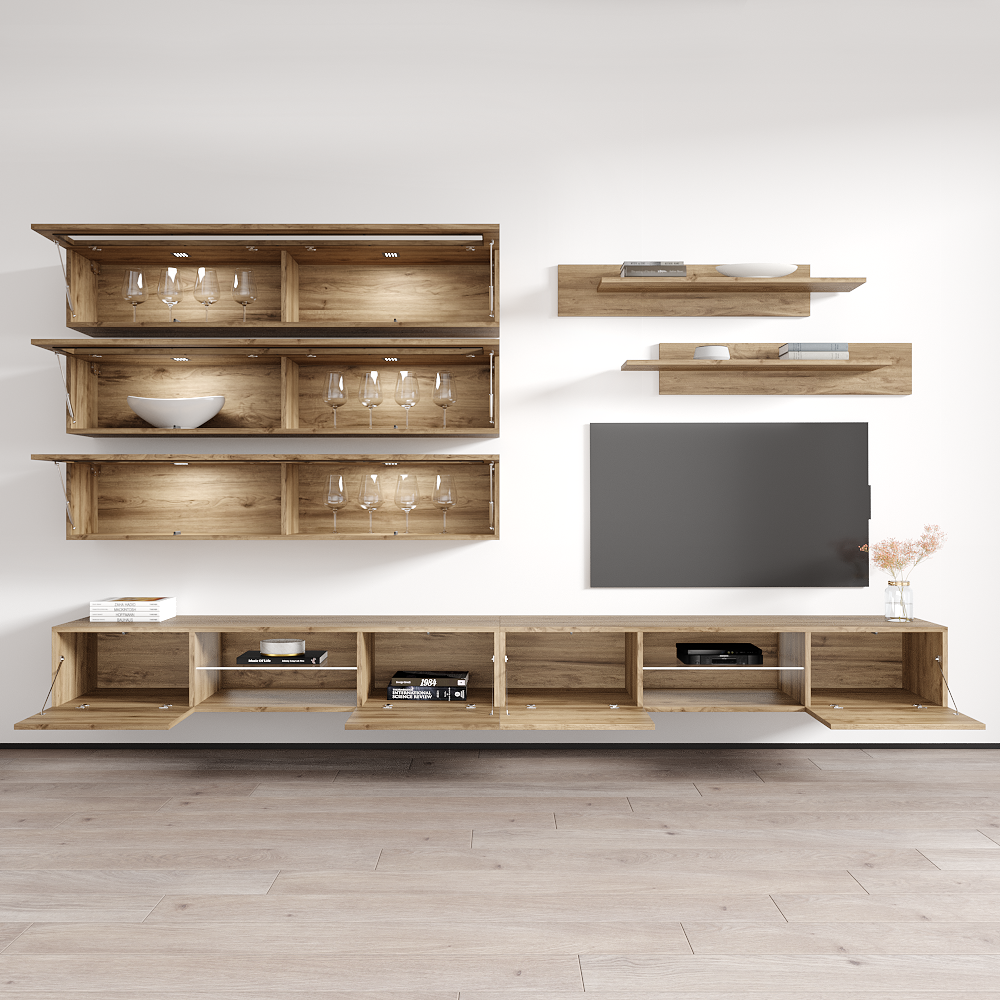 Fly J 33TV Floating Entertainment Center, Oak, photo 9 of 15