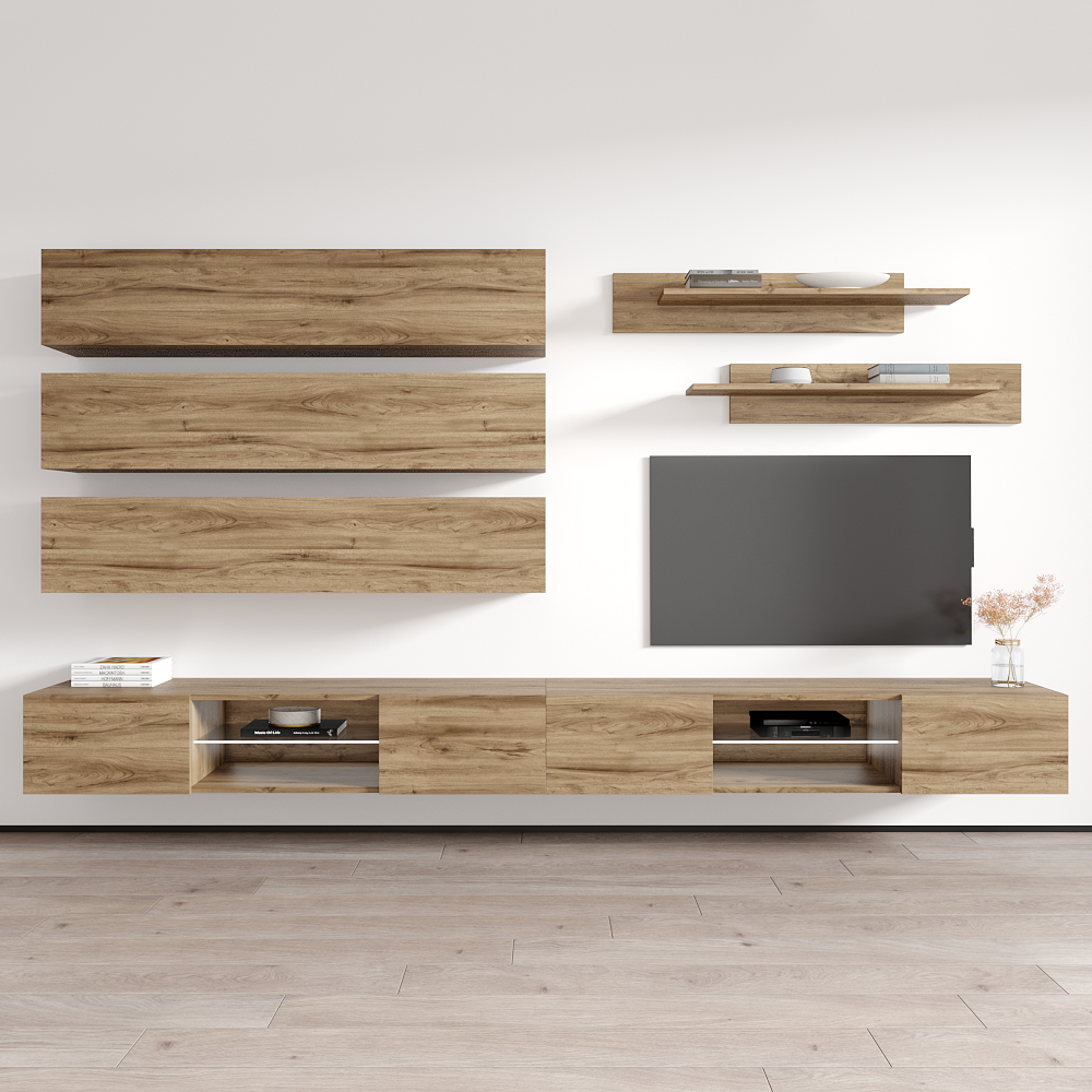 Fly J 33TV Floating Entertainment Center, Oak, photo 1 of 15