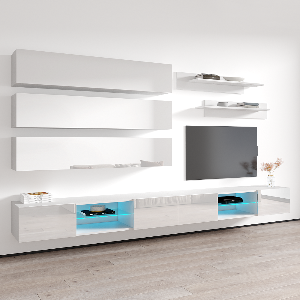 Fly J 33TV Floating Entertainment Center, White, photo 2 of 14