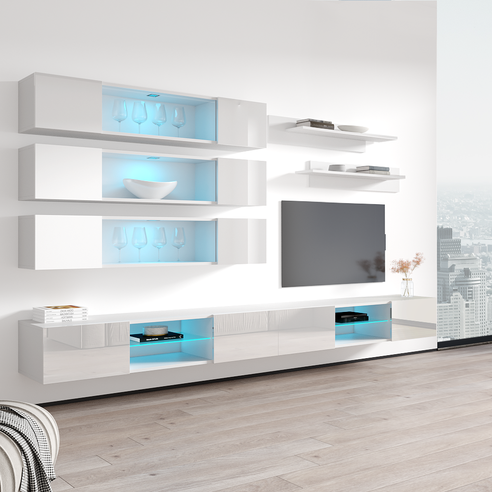 Fly J 33TV Floating Entertainment Center, White, photo 13 of 14