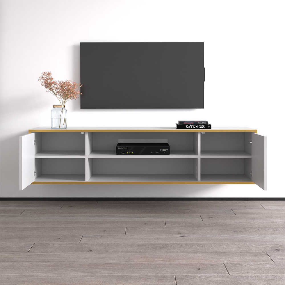 Goldie Floating TV Stand, White, photo 7 of 7