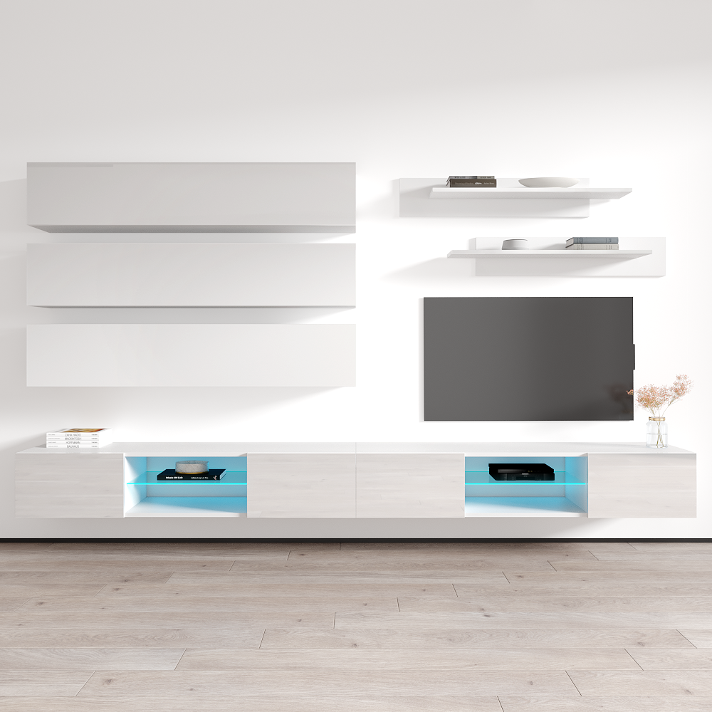 Fly J 33TV Floating Entertainment Center, White, photo 1 of 14